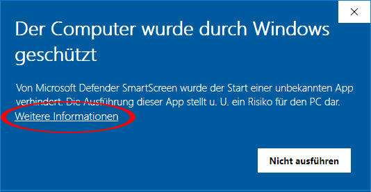 Windows SmartScreen Warnung